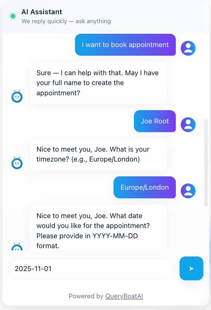 Chatbot screenshot 1